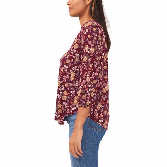 NWT Vince Camuto Women's V-Neck Top Purple Multi Floral Size M $60 8HL087 - Picture 3 of 3